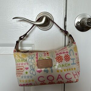 Coach multi colored graffiti mini purse